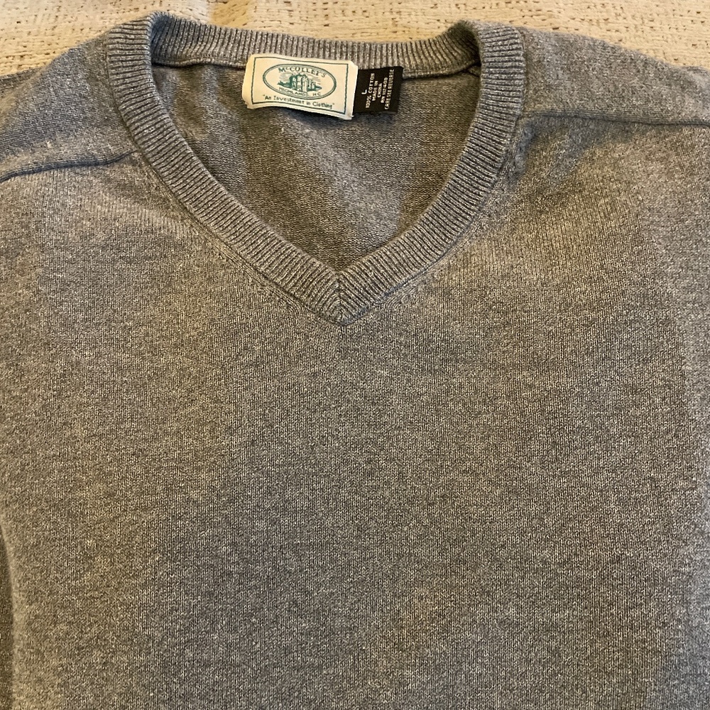 McCulley’s Cashiers NC Cotton Vneck Sweater L